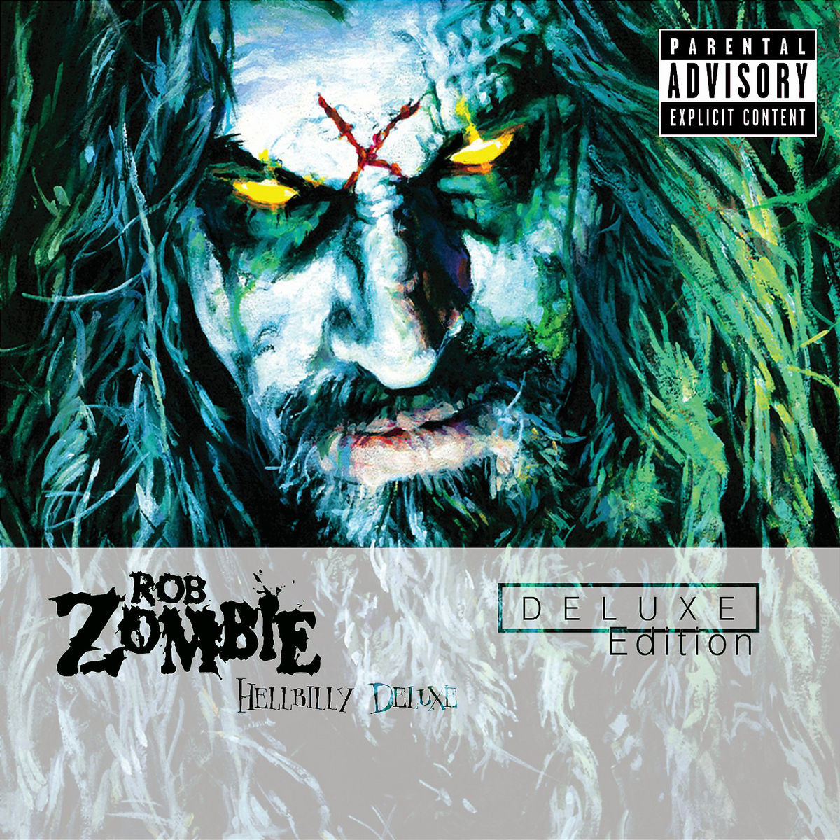 Official cover artwork for Hellbilly Deluxe by Rob Zombie