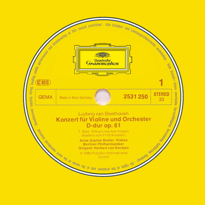 LP 2531250 Beethoven: Konzert für Violine und Orchester op. 61 mit Anne-Sophie Mutter, H.v. Karajan