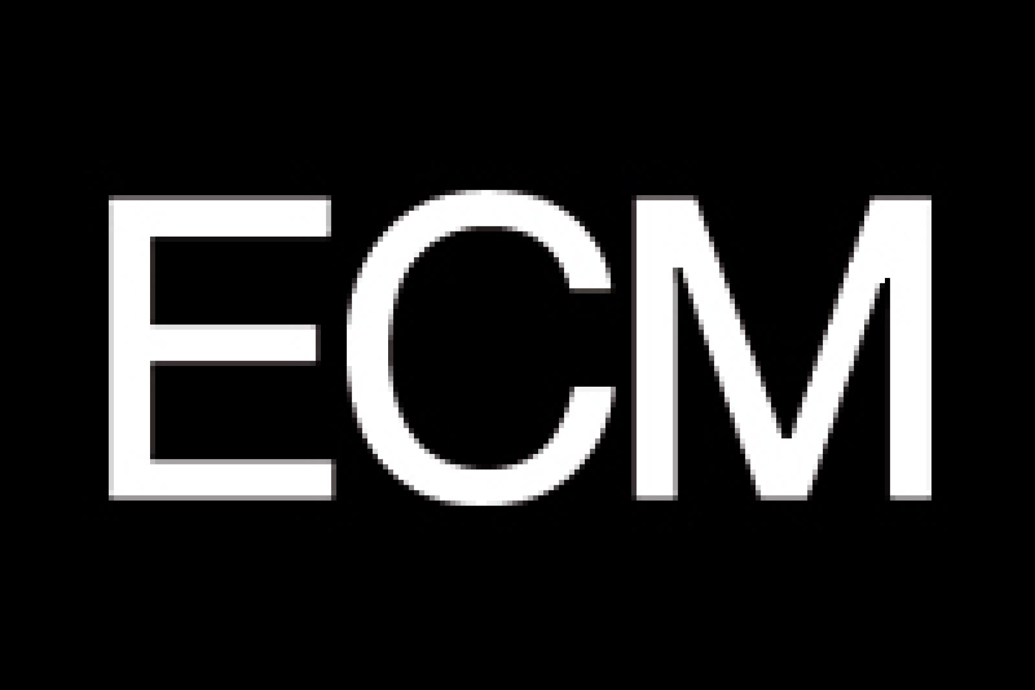 ECM Logo, weiß auf schwarz