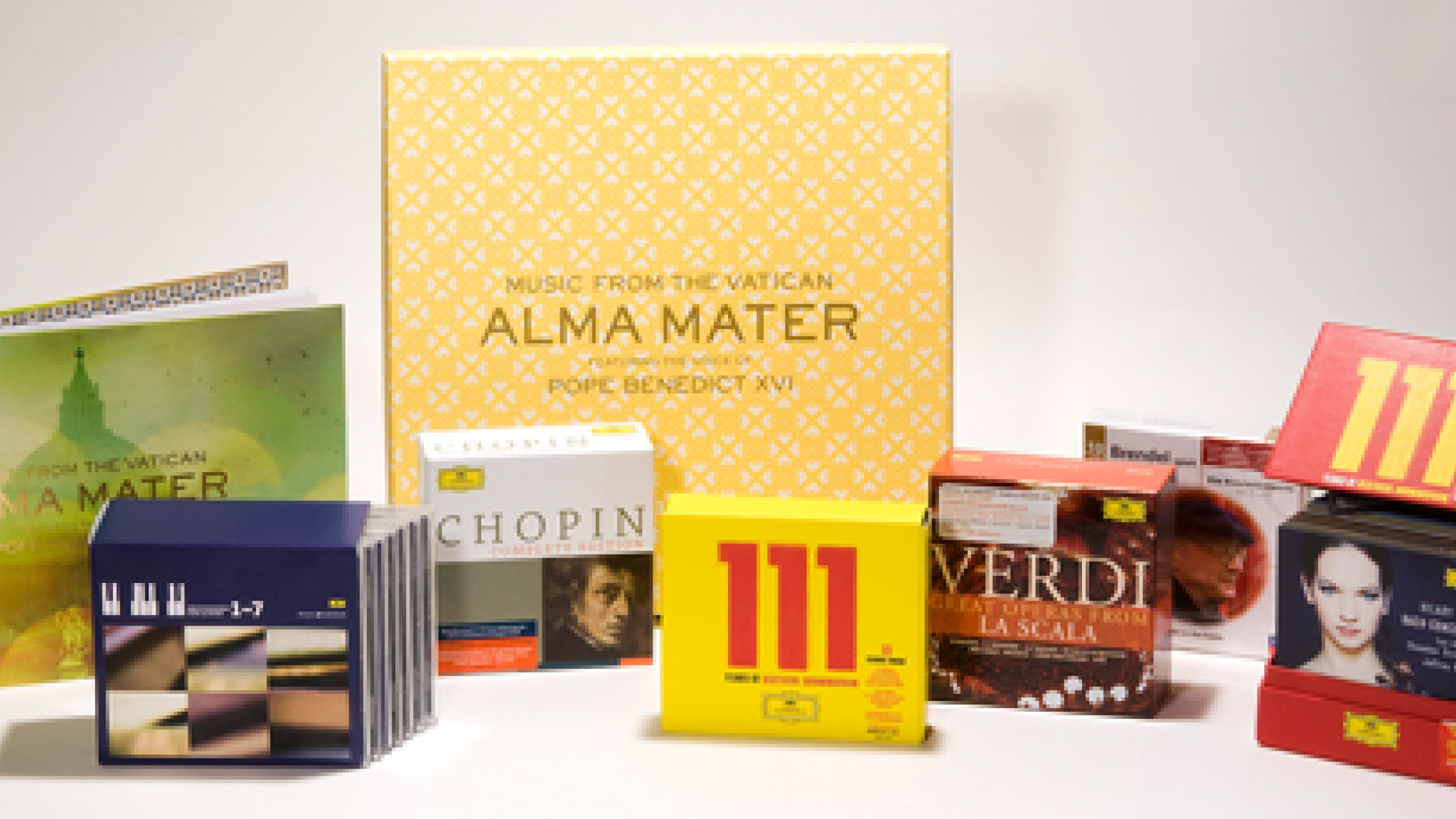 CD Boxen, Alma Mater, Chopin, DG 111, Brendel, Verdi, Welt Edition © Universal Music
