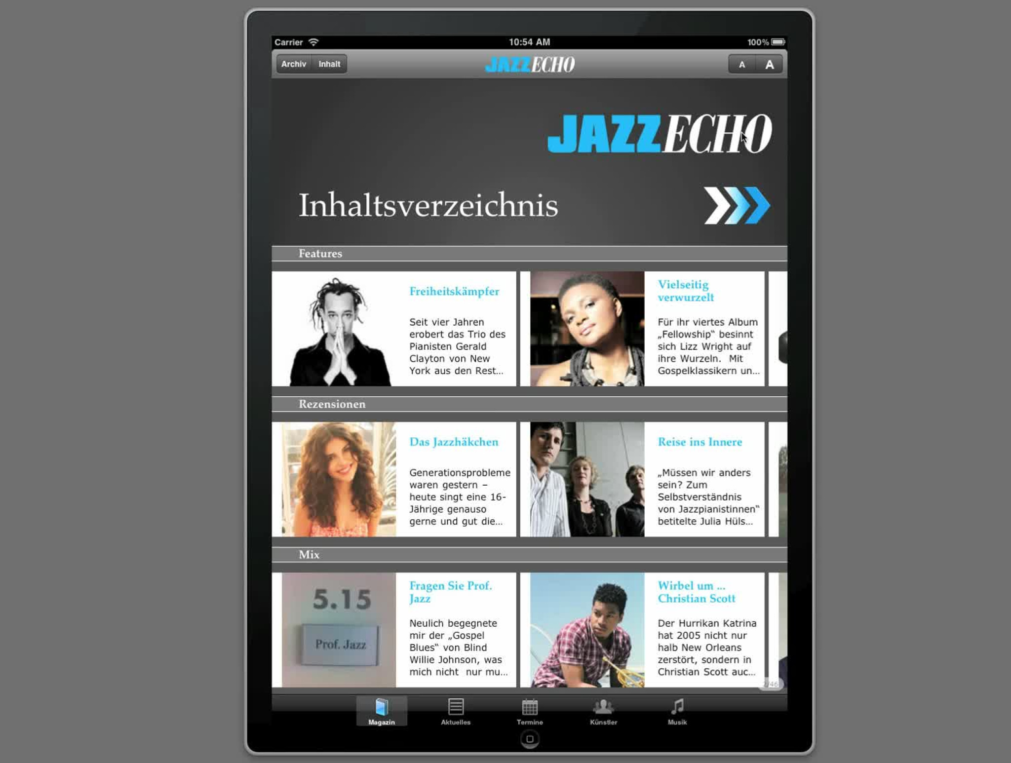 Die JazzEcho iPad App