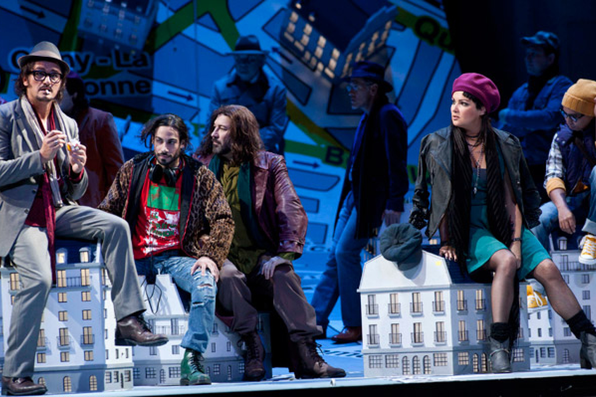 La bohème 2012: Piotr Beczala (Rodolfo), Alessio Arduini (Schaunard), Carlo Colombara (Colline), Anna Netrebko (Mimì)