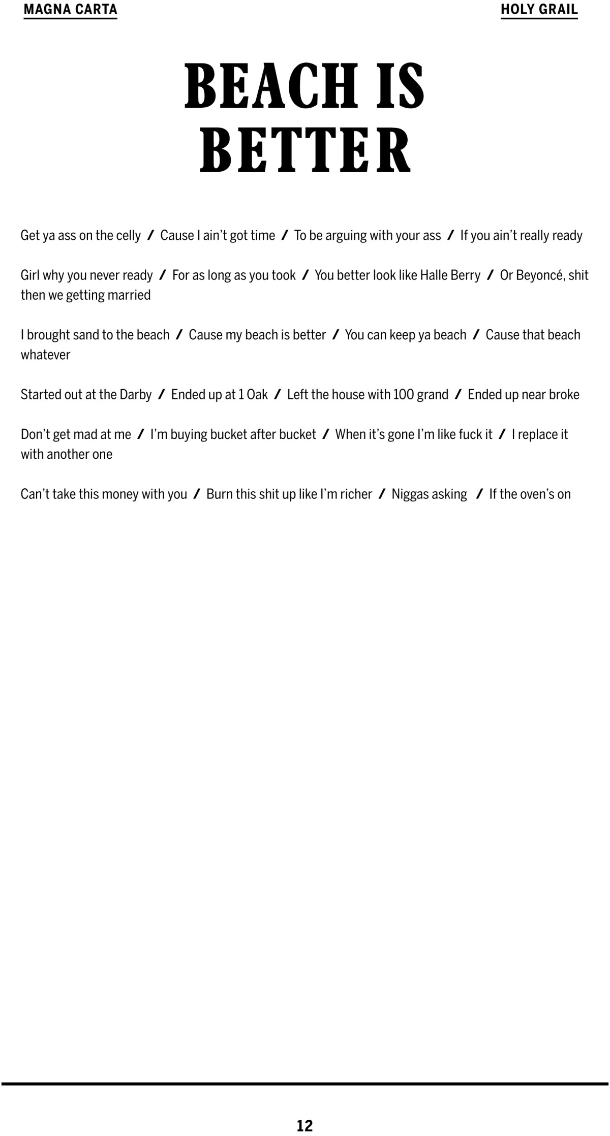 Jay-Z "Beach Is Better" Lyrics