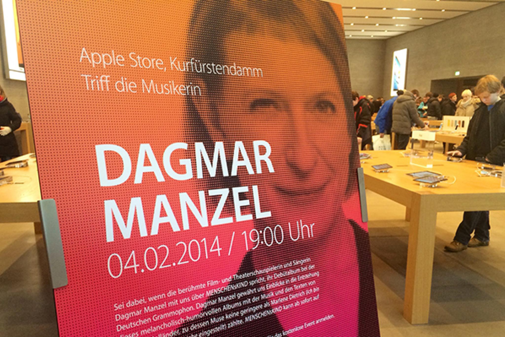 Erleben Sie Dagmar Manzel am 04.02 um 19 Uhr im Apple Store, Kurfüstendamm
