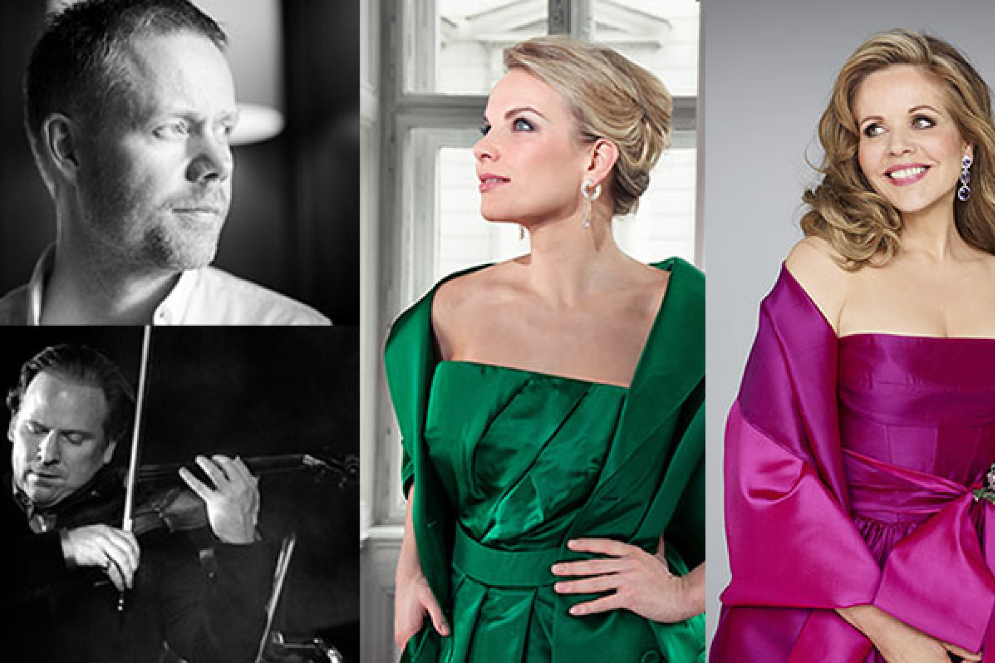 Von oben links: Max Richter, Daniel Hope, Elina Garanča, Renée Fleming