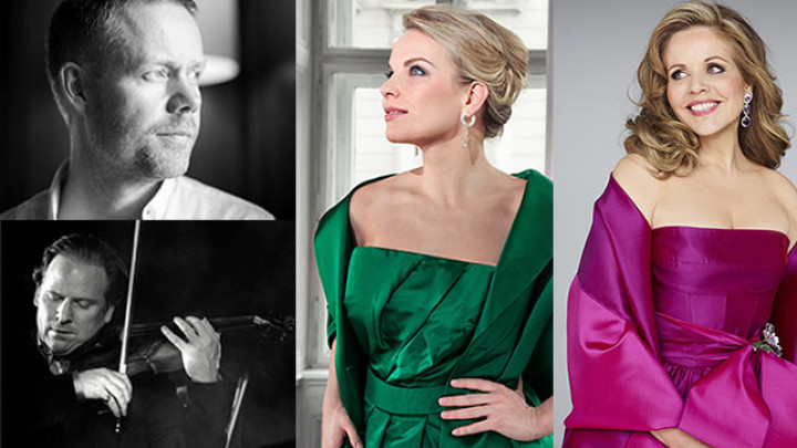 Von oben links: Max Richter, Daniel Hope, Elina Garanča, Renée Fleming