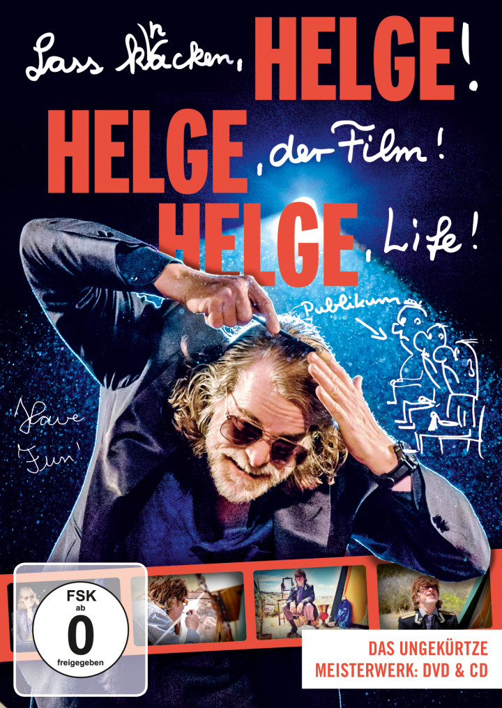 Helege Schneider DVD Cover "Lass knacken, HELGE! HELGE, der Film! HELGE, Life!"