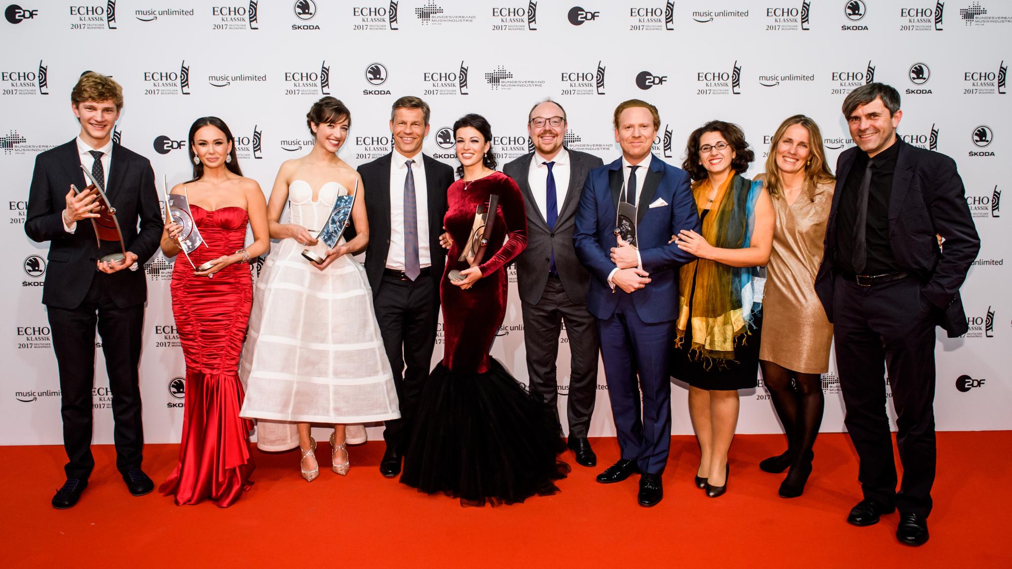 Echo Klassik 2017: Jan Lisiecki, Aida Garifullina, Camille Thomas, Frank Briegmann , Ksenija Sidorova, Clemens Trautmann, Daniel Hope, Kleopatra Sofroniou, Ute Fesquet, Stephan Steigleder