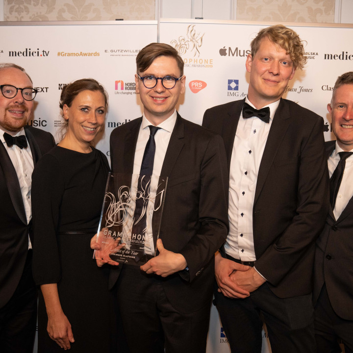 Víkingur Ólafsson with DG Team at Gramophone Awards 2019