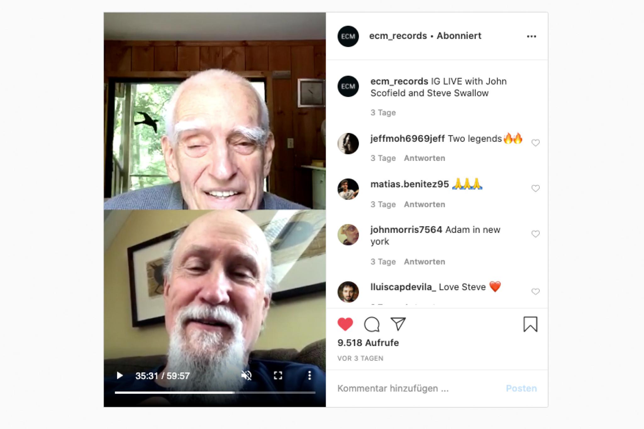 Instagram-Chat mit Steve Swallow und John Scofield - No Technology For Old Men Instagram-Chat mit Steve Swallow und John Scofield - No Technology For Old Men