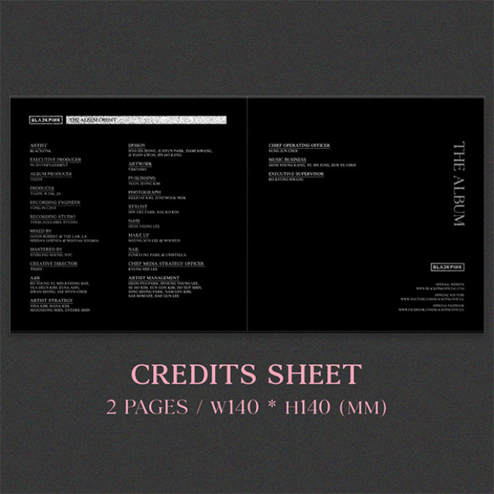 The Album – Credits Sheet V01