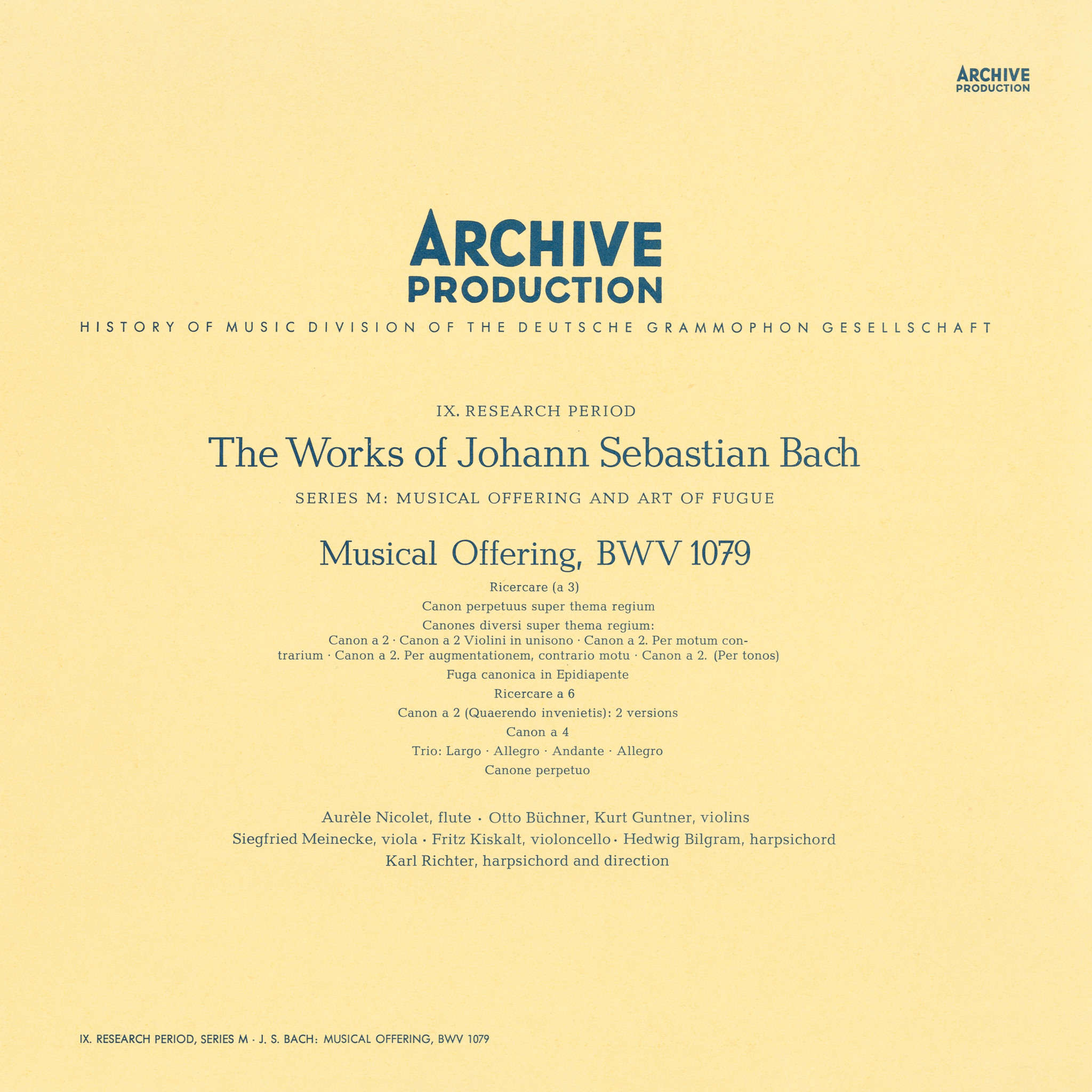 Bach: Musical Offering, BWV 1079 Karl Richter eAlbum Cover