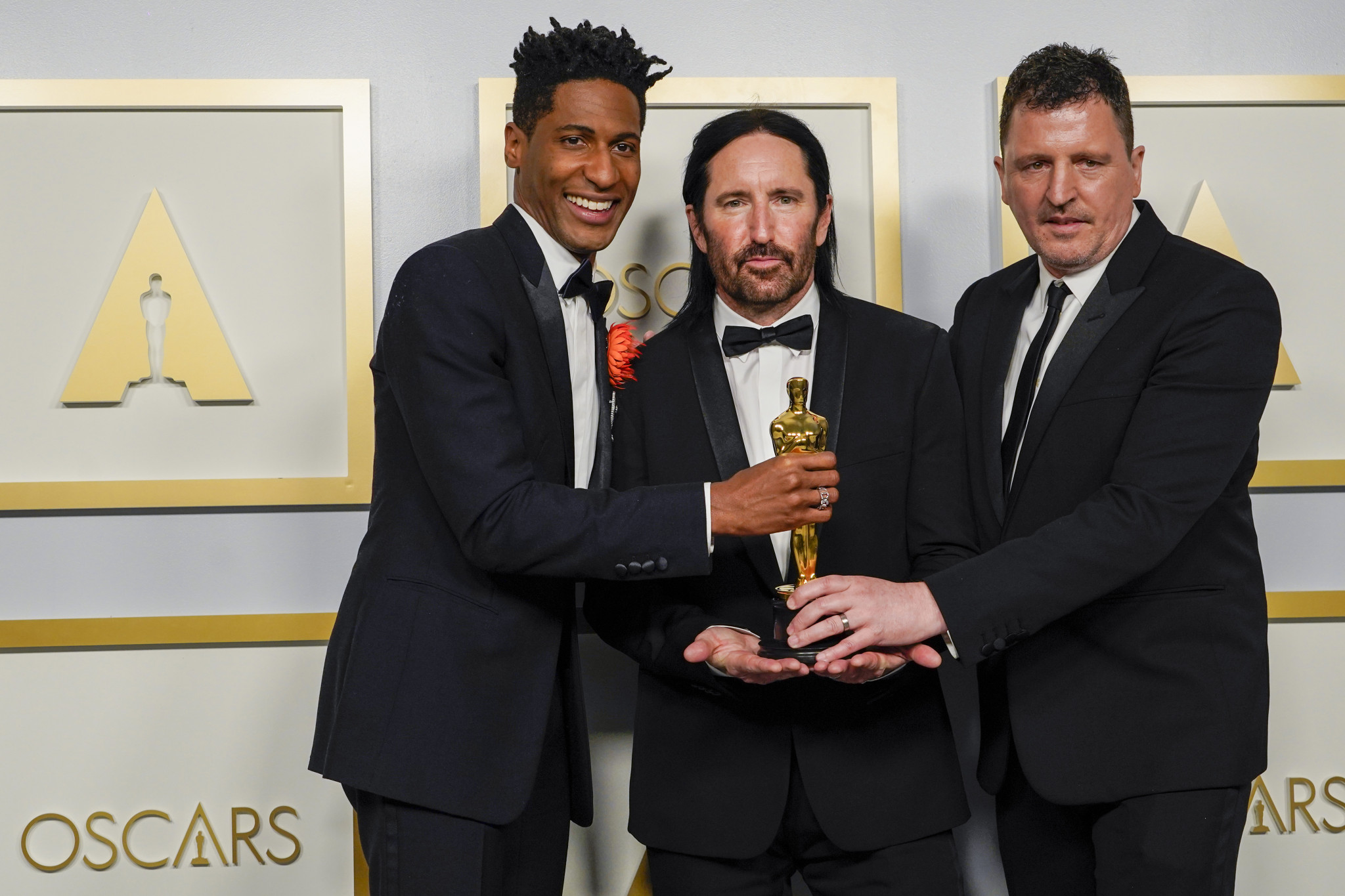 Oscar für den "Soul"-Score: Jon Batiste / Trent Reznor / Atticus Ross (v.l.n.r.)