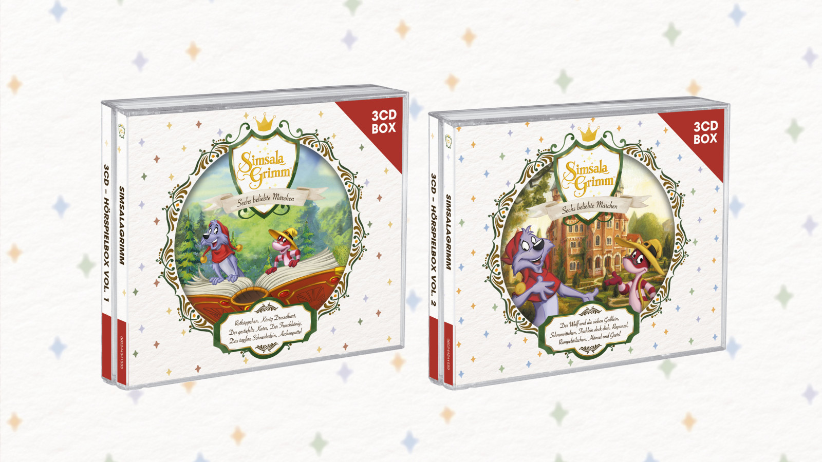 Die bekannten Märchengeschichten von SimsalaGrimm auf zwei 3CD-Hörspielboxen zusammengefasst