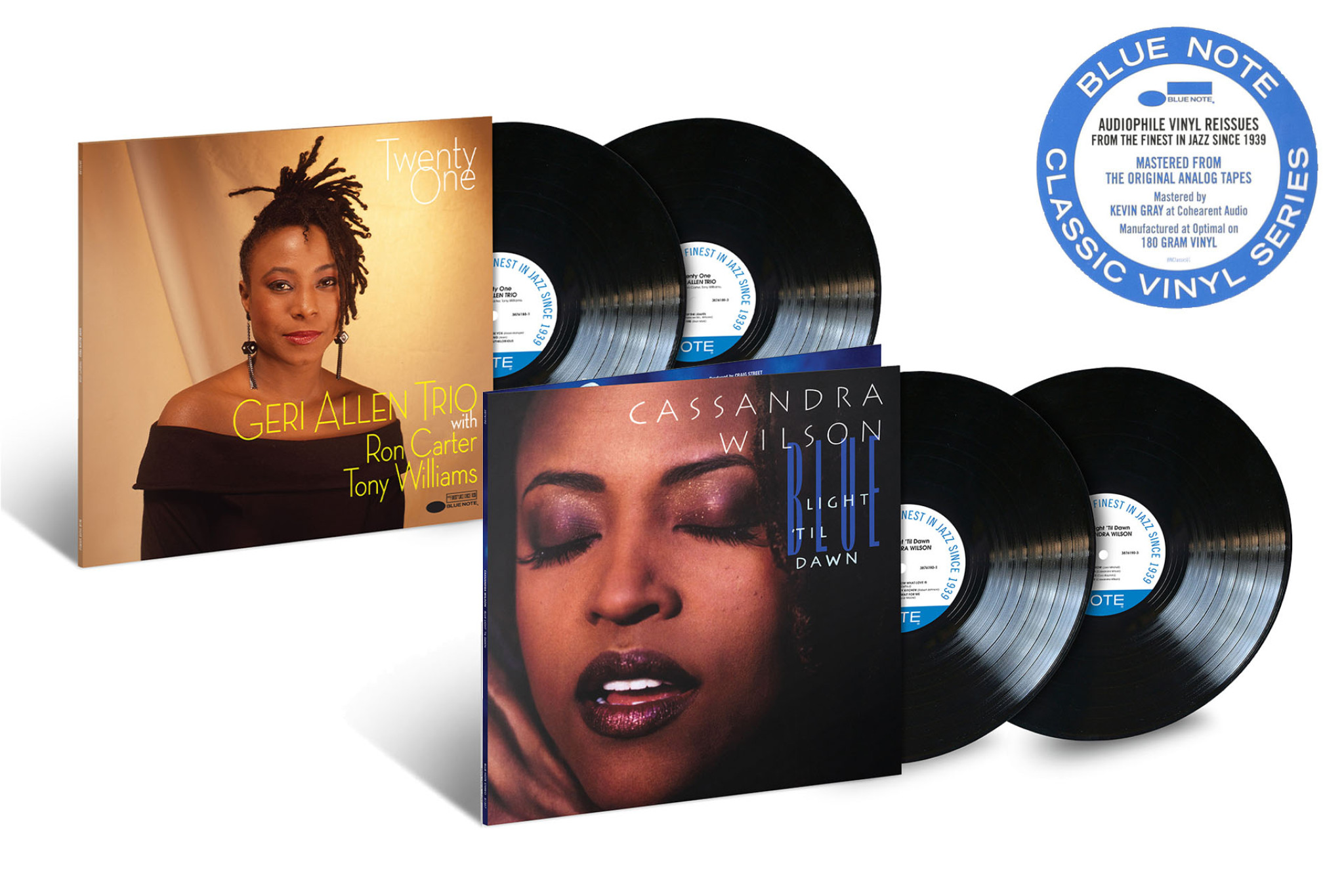 JazzEcho-Plattenteller: Geri Allen Trio "Twenty One" / Cassandra Wilson "Blue Light 'Til Dawn" (Blue Note Classic Vinyl)