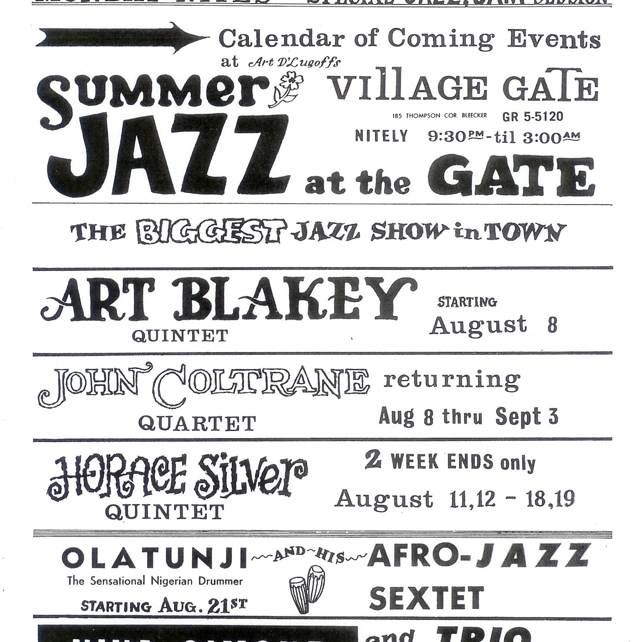 Village Gate Handbill