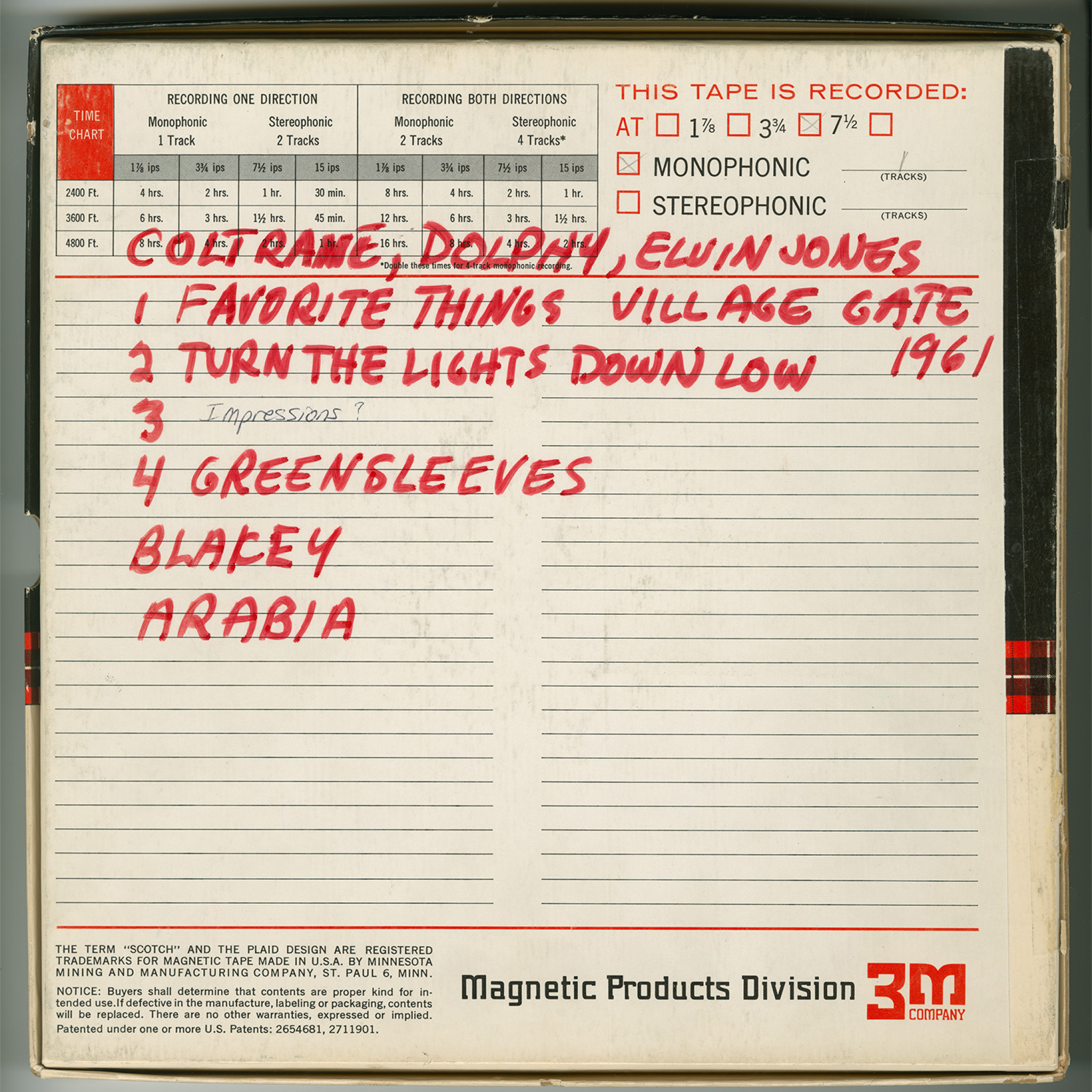 Coltrane Box 10" Rückseite