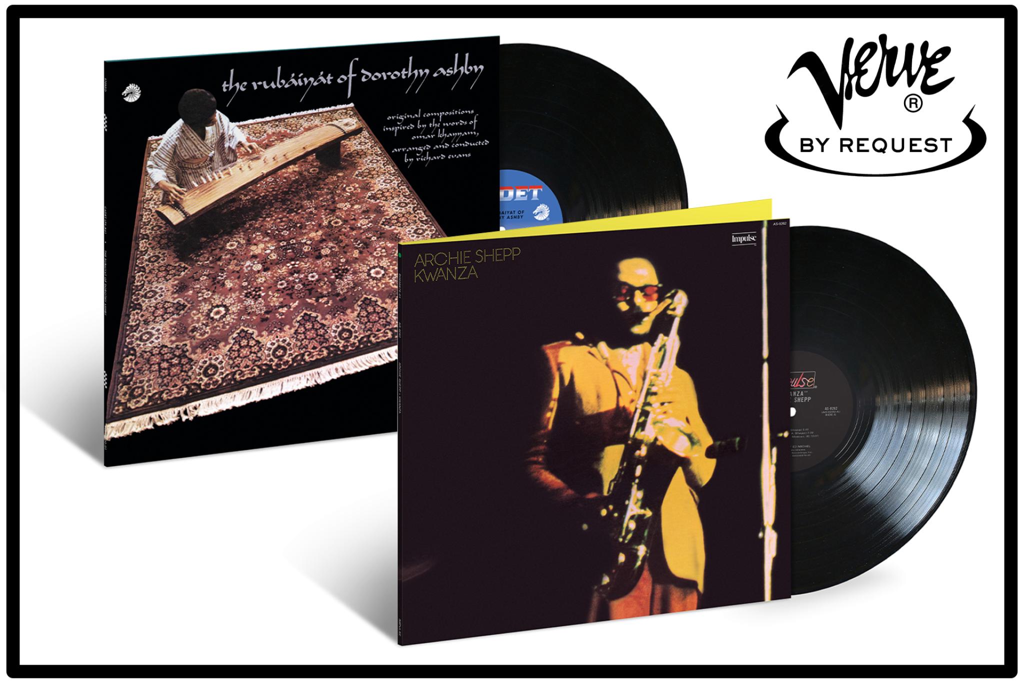 JazzEcho-Plattenteller: Dorothy Ashby "The Rubáiyát Of Dorothy Ashby" /  Archie Shepp "Kwanza" (Verve By Request)