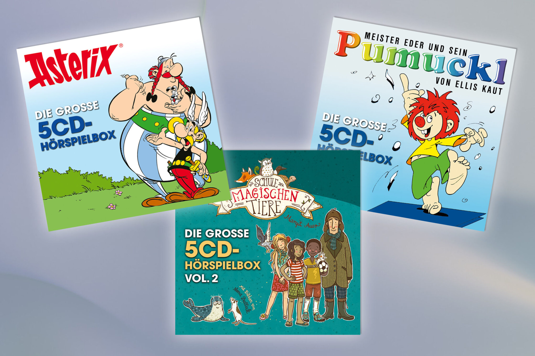 Großer Hörspielspaß mit den 5-CD Boxen zu Asterix, Die Schule der magischen Tiere & Pumuckl