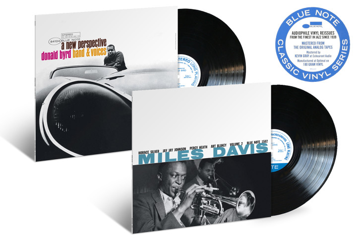 JazzEcho-Plattenteller: Donald Byrd "A New Perspective" / Miles Davis "Volume 2" (Blue Note Classic Vinyl)