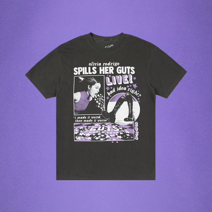 OR spills her GUTS live t-shirt in pepper