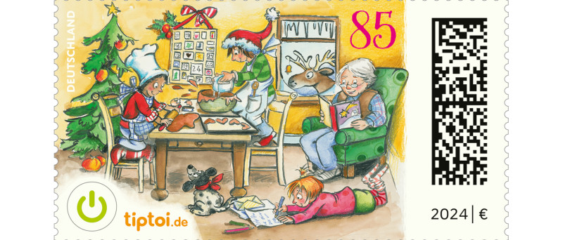 Weihnachtsbriefmarke 2024 mit der Weihnachtsbäckerei