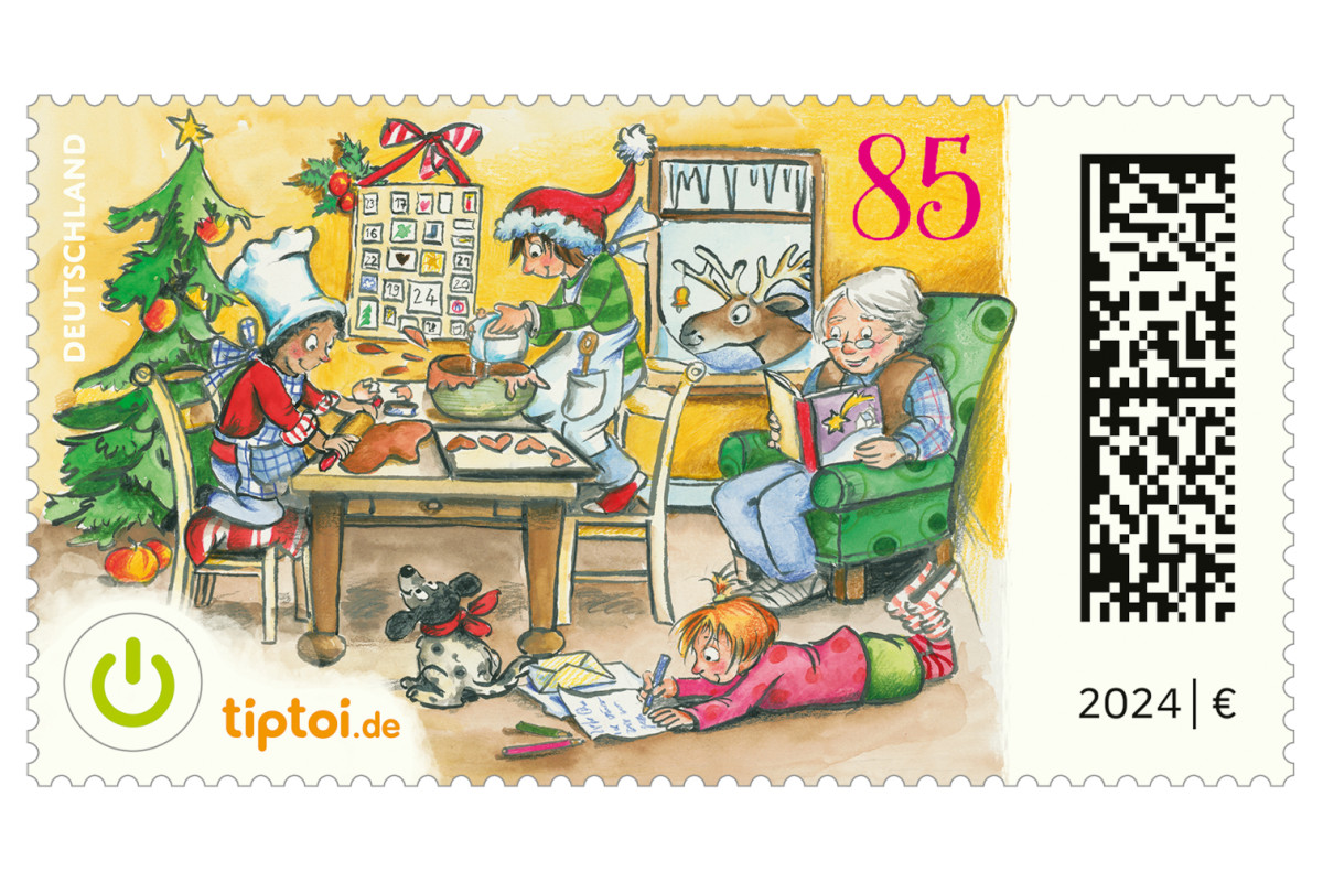 Weihnachtsbriefmarke 2024 mit der Weihnachtsbäckerei