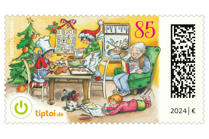 Weihnachtsbriefmarke 2024 mit der Weihnachtsbäckerei