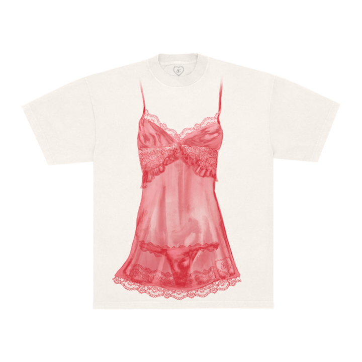 red lingerie tee