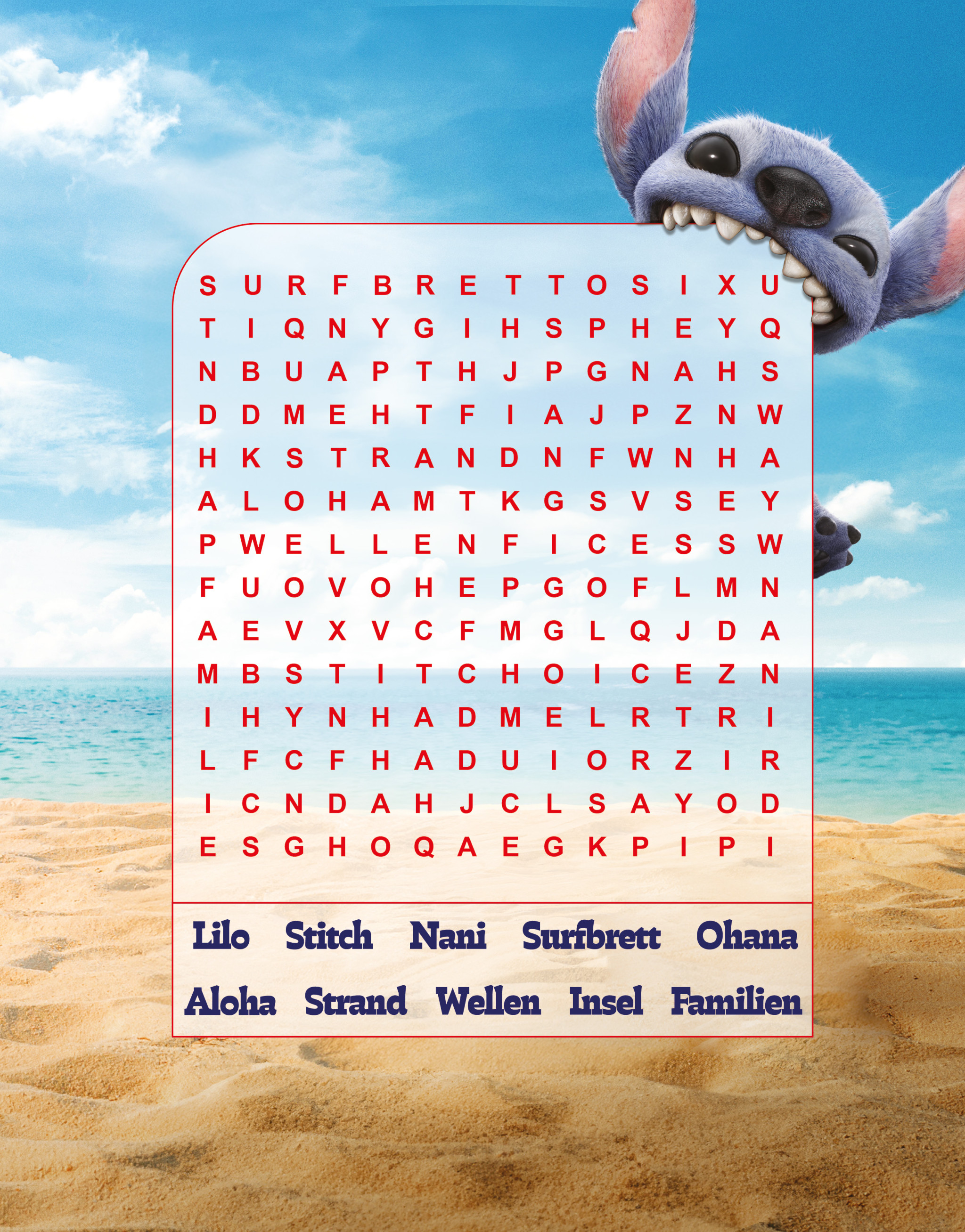 Lilo & Stitch Wörtersuche