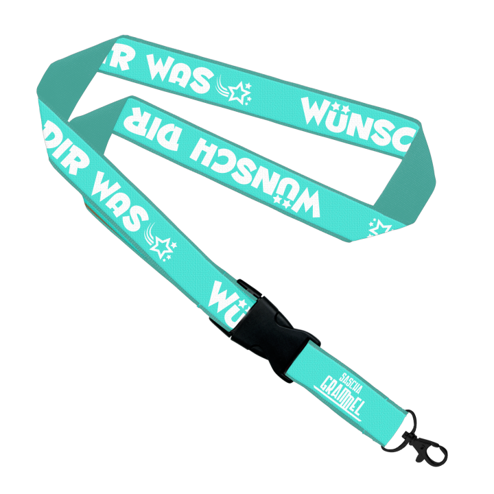 Wünsch Dir was – Logo Lanyard türkis