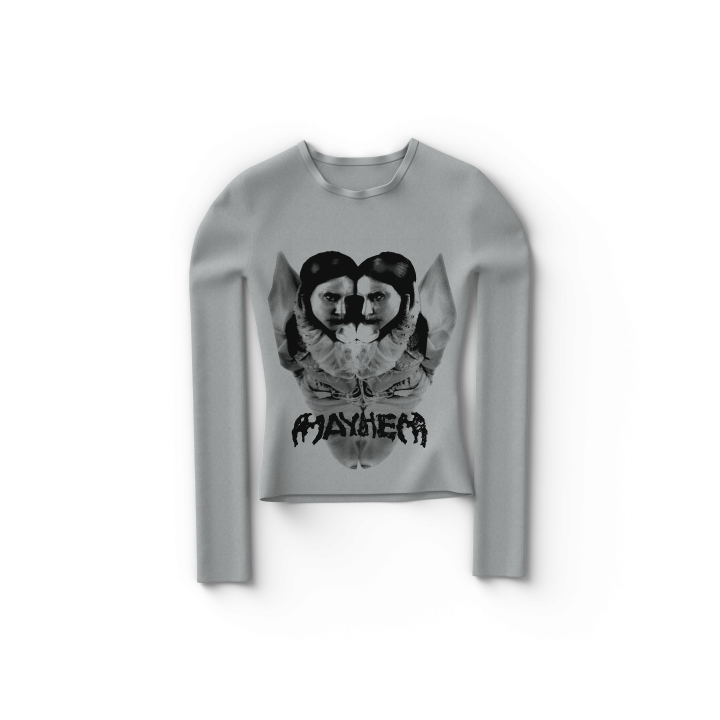 Gray Reflection Fitted Longsleeve T-Shirt