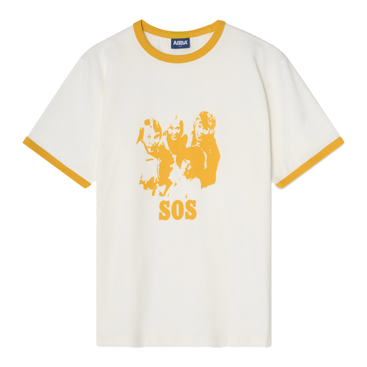 ‘SOS’ Ringer T-shirt (Off-White/Yellow)