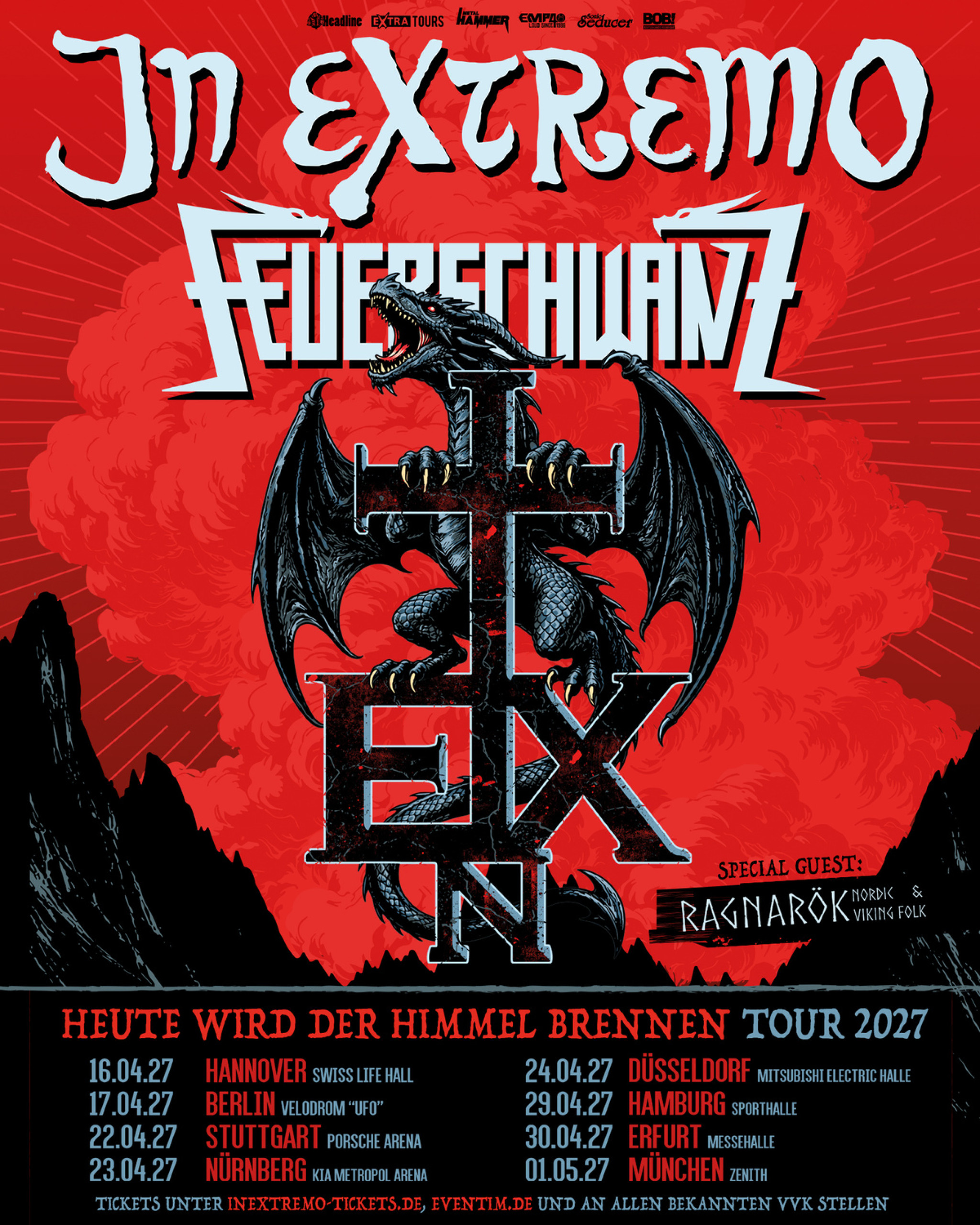 "HEUTE WIRD DER HIMMEL BRENNEN TOUR 2027" mit IN EXTREMO, FEUERSCHWANZ & Ragnarök